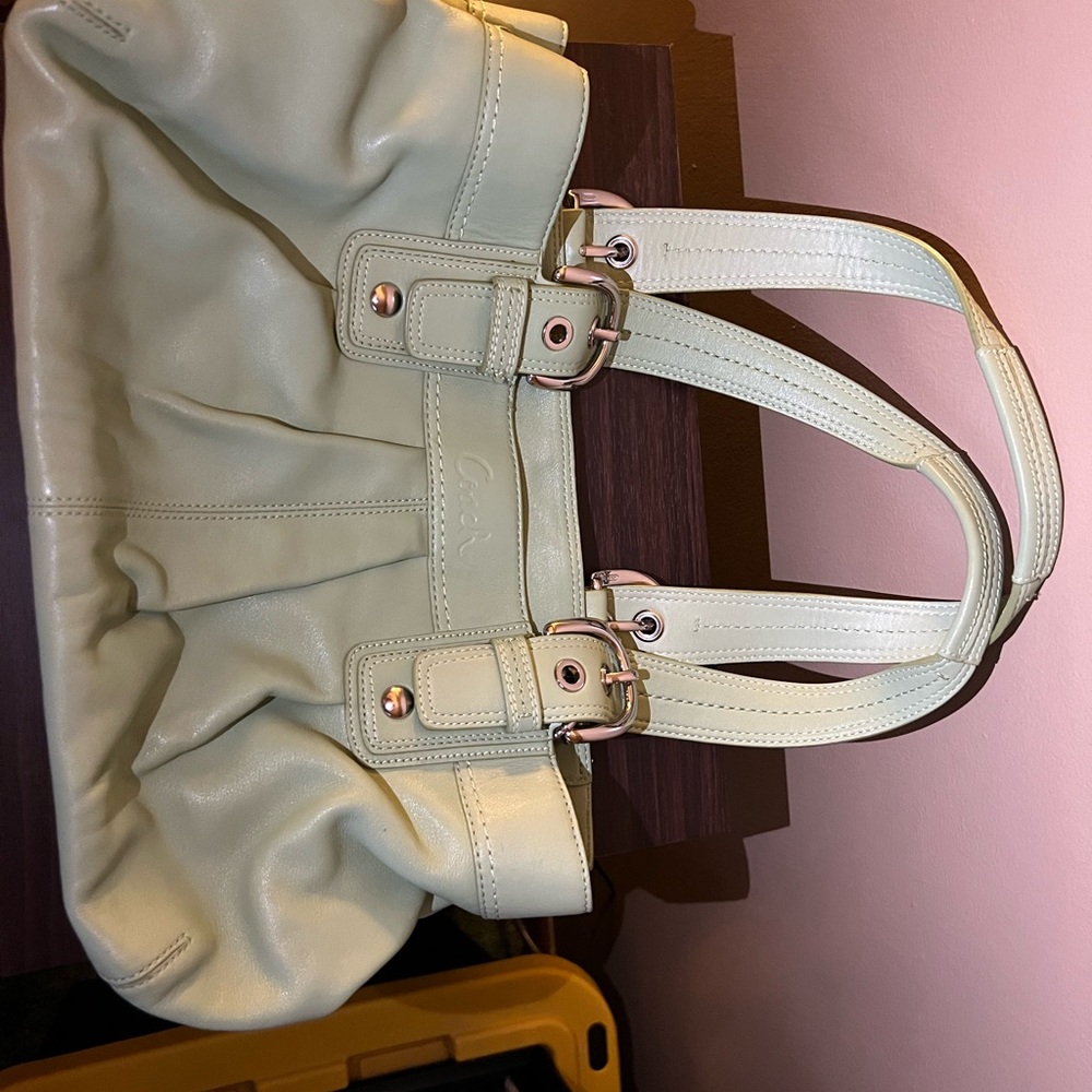 Light green leather coach purse